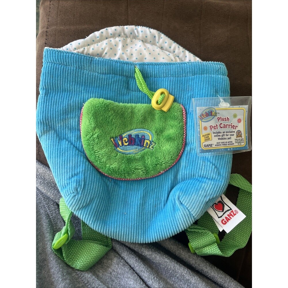 Ganz Webkinz Knapsack Carrier Pet Bag HC102 With Tag And Code